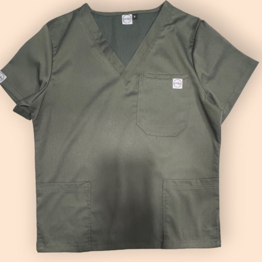 Jess Scrub Top- Army Green